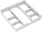 CAXXA 3 Slot Drawer Organizer with 4 Adjustable Dividers - Junk Drawer Storage for Makeup & Vanity, Office Desk Supplies and Accessories (WHITE, 1 PACK) - Image 9